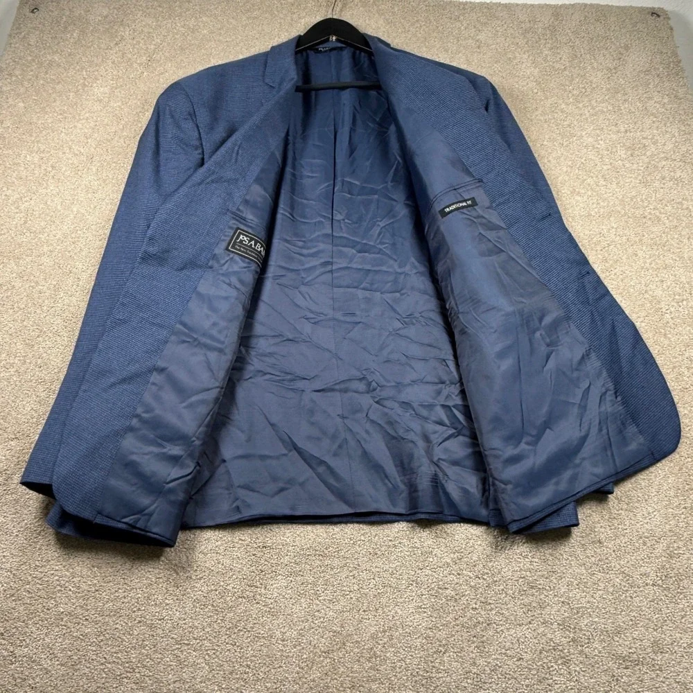 Jos. A. Bank Mens 44R‎ Blue Blazer Sport Coat Traditional Fit Micro Check Jacket